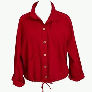 Red cotton drawstring jacket size L